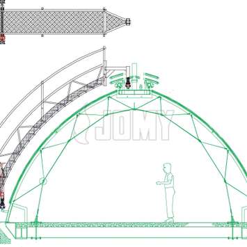 Drawing of stairs on a dome with circular mobility - Building Maintenance Unit