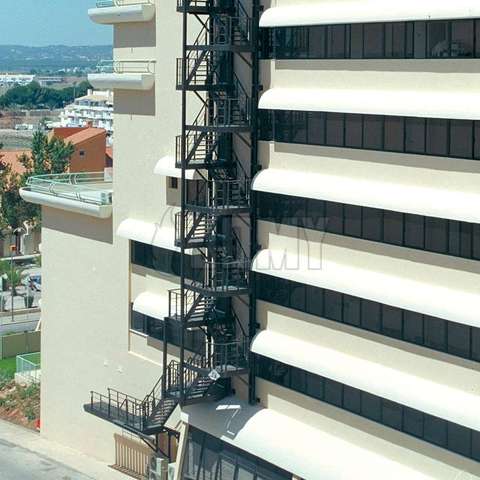 Fire escape stairs for a hotel.