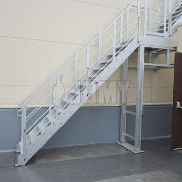 Egress stairs are considered as the preferred solution for safe emergency evacuations and fire escapes. Different configurations for JOMY fire escape stairs are available.