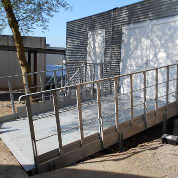 Industrial metal access ramp for all types of vehicles.