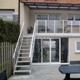 Outside metal stairs for garden/terrace access