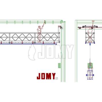 Plan CAD d'une nacelle mobile avec charriot suspendu - Building Maintenance Unit